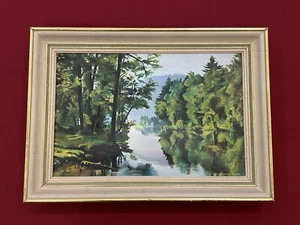 Tableau Peinture Signée LACQUEHAY 1965 Paysage Le Lac De Longemer France - Foto 1 di 8