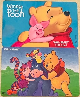 2 WALMART Gift Cards Disney WINNIE the POOH & FRIENDS Collectible No Cash Value - Image 1 of 2