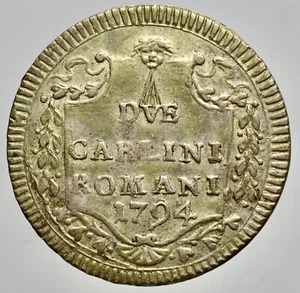 ROMA - PIO VI 1775-1799 -MI/ 2 CARLINI 1794 - Picture 1 of 2