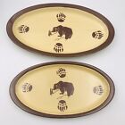 Two (2) Chukchansi Gold Resort Casino Western Style Serving Dishes Grizzly Bear