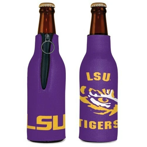 LSU TIGERS BOTTLE HOLDER COOZIE KOOZIE COOLER WITH ZIPPER Cover