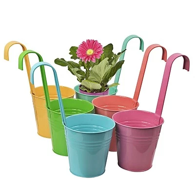 6 x Blumentopf bunt Hängetopf Pastell Pflanztopf Hängetöpfe Blumen Topf Kräuter - Bild 1 von 4