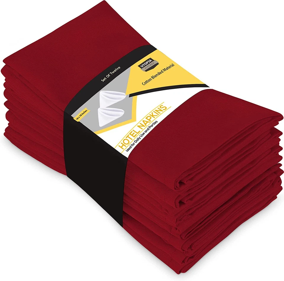 Pack of 12 Cotton Dinner Napkins Hotel Quality 18x18" Utopia Kitchen - Image 1 of 4