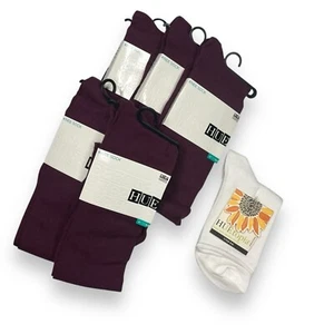 Hue Womens Napa Flat Knit Knee High 5 Pair One Size Free Roll Top Sock - Picture 1 of 3