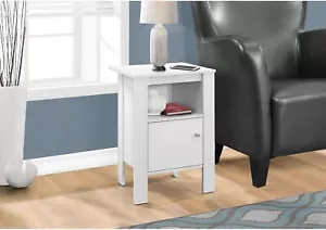 Offex Modern Accent Table - White Night Stand with Storage - Picture 1 of 5