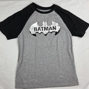 Batman T Shirt Boys SIZE XXL  Gray Color Changing Sequins Raglan Short Sleeve - Picture 1 of 3