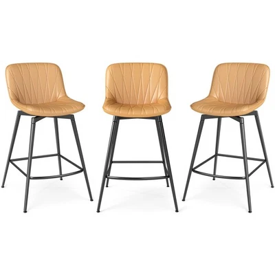 Kitchen Upholstered Bar Stools Set of 3 Swivel Counter Height Bar Chairs, 30" - Image 1 of 4