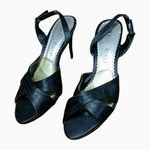 White House Black Market Damen-Slingback offene Zehenpartie kegelförmige Absätze Größe 9,5 M Goth - Bild 1 von 16