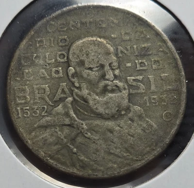 Brazil Silver 1932 2000 Reis 400th Anniversary of Colonization KM# 532 ( - Image 1 of 2