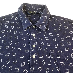 Ralph Lauren Polo Golf Shirt Mens XL Navy Blue Geometric Pima Cotton Preppy S/S - Picture 1 of 10