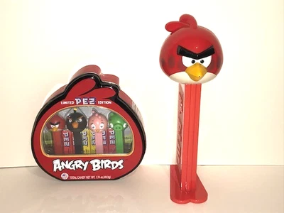 RARE Red Angry Birds GIANT PEZ Dispenser + RETIRED Limited Edition Tin Set of 4 - Image 1 of 4