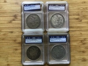 US Morgan Silver Dollars 4 coins VG Details Pre 1921 - Picture 1 of 14