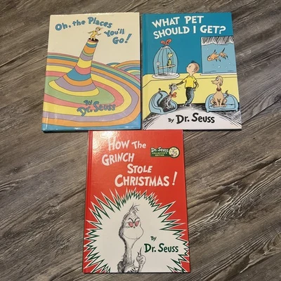 Lot Of 3 Dr.Seuss Hardcover, Grinch,Stole Christmas ,Oh The Places You’ll Go Foto 1 de 4