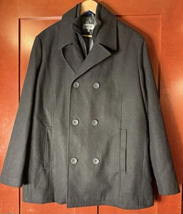 Reaction Kenneth Cole Men’s Black Double Breasted Wool Coat XXL - Picture 1 of 8