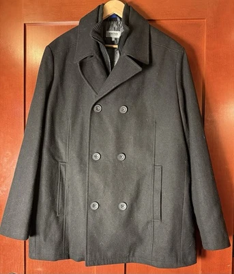 Reaction Kenneth Cole Men’s Black Double Breasted Wool Coat XXL - Image 1 of 4