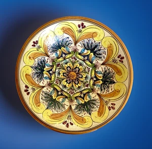 Vintage Large Ceramica Ericina Erice Hand Painted Pottery Bowl, Italy, 13-1/2" - Picture 1 of 11