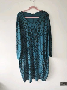 Prospero Womens Midi Kaftan Dress Size XL 18 Navy Black Leopard summer Casual - Picture 1 of 8
