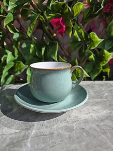 Vintage Rustic Denby Regency Green Green Demitasse Coffee Cup & Saucer 2¾xH2¾" - Picture 1 of 8