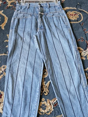 Vintage Marithe Francois Girbaud MFG Jeans Size 28 Blue, Small Vertical Stripe - Image 1 of 4