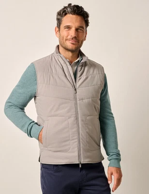 NEW JOHNNIE-O TOP SHELF FOSSIL GRAY FAIRHAVEN QUILTED ZIP GOLF VEST JACKET SZ L - Image 1 of 4