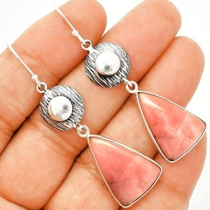 Natural Guava Quartz - Brazil 925 Sterling Silver Earrings Jewelry E-1077 - Picture 1 of 5
