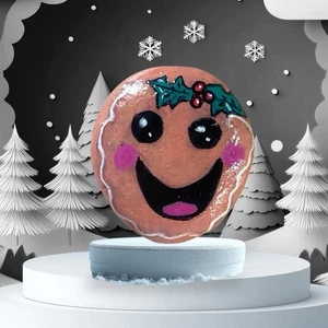Bemalter Stein Acryl Lebkuchen Frau versiegelt Weihnachtsgeschenk - Bild 1 von 1