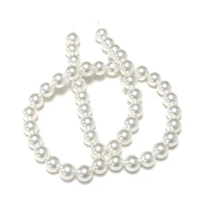 White Shell Pearl Beads Plain Round 8mm Strand Of 45+ - Picture 1 of 1