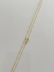 14k SOLID Gold Cuban Link 1mm Chain Cuban Link Necklace with Beads, 18" 20" - Picture 1 of 7