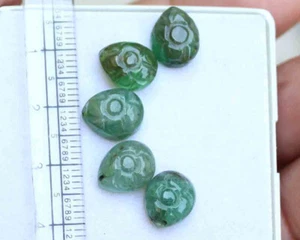 Lote de 5 piezas de piedras preciosas sueltas de esmeralda natural de 15,50 quilates hoja tallada de 9*10,5 mm - Imagen 1 de 4