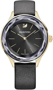 Swarovski 5295358 Octea Nova Rose Gold Black Dial Leather Womens Swiss Watch - Picture 1 of 5