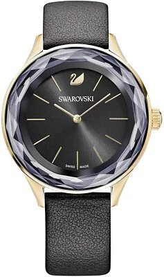 Swarovski 5295358 Octea Nova Rose Gold Black Dial Leather Womens Swiss Watch - Image 1 of 4