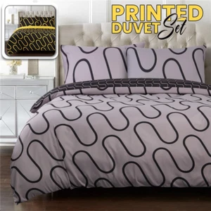 Printed Bedding Reversible Duvet Cover Quilt Set With Pillow Cases UK Sizes - Picture 1 of 25
