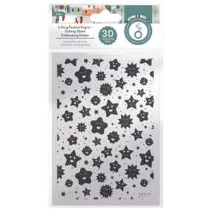 Tonic Studios 3D Embossing Folder - A Very Festive Fayre - Cutesy Stars   - Bild 1 von 3