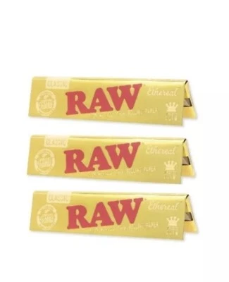 Raw Ethereal phenomenally thin Gold King Size Slim Rolling Papers 1 3  NEW - Image 1 of 2