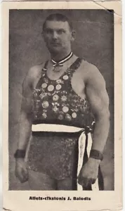 Atleta Letonia Años 1920 - Luchador J. Balodis con Tarjeta de Publicidad PREMIOS - Imagen 1 de 2