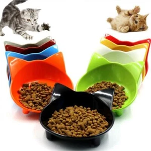 Cute Pet Cat Ears Shaped Food Water Bowl Non-slip Feeding Wide Bowl - Picture 1 of 64