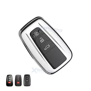 Chrome Silver Key Fob Case Covers For Toyota Camry RAV4 Highlander 2 3 4 Button - Picture 1 of 8