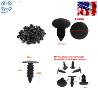 Clip de sujeción de remaches de plástico con orificio de 100 piezas para guardabarros automático de coche de 8 mm Foto 1 de 4