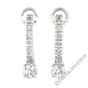 Elegant 14k White Gold 0.52ctw Round Brilliant Prong Set Diamond Drop Earrings - Picture 1 of 5