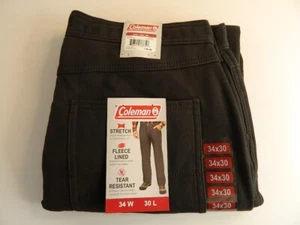 NWT Mens Coleman Carpenter Stretch Fleece Lined Gray Pants Size 34 X 30 - Picture 1 of 6