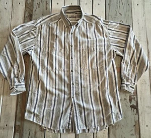 Vintage Levi's weißes Tab San Francisco gestreiftes geknöpftes Shirt Herren Größe Medium - Bild 1 von 19