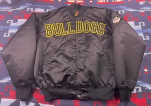 Vintage 80s 90s The Game Bulldogs Satin Jacket XL Seattle Coat Bomber Coaches XL - Picture 1 of 10