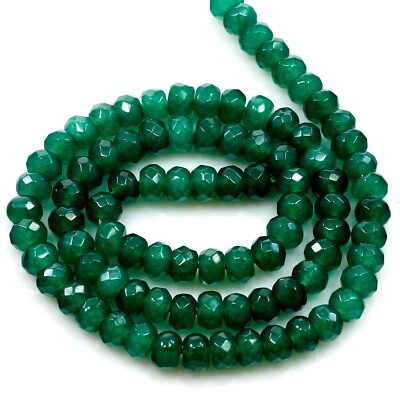 Cuentas sueltas de rondelle facetadas de jade esmeralda verde 15" hebra 4 mm 6 mm 8 mm 10 mm Foto 1 de 4