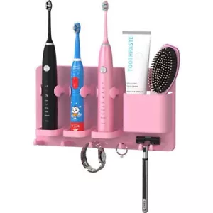 Adhesive Electric Toothbrush Holder Wall Mounted Razor Hanger Bathroom Organizer - Picture 1 of 3
