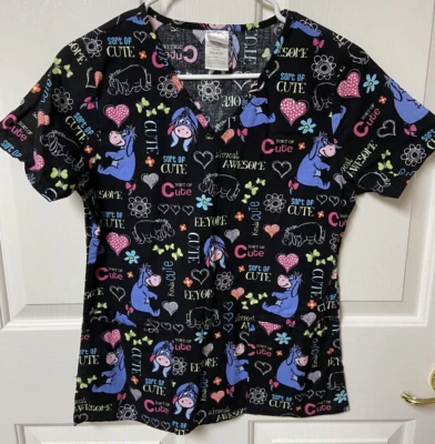 Disney Eeyore Cute XSmall Scrub Top Pockets - Image 1 of 4