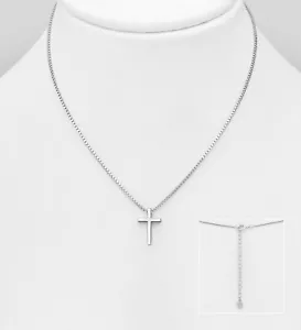 925 Sterling Silber Kreuzkette Halskette mit Kreuz Anhänger - Echtschmuck Damen - Picture 1 of 1