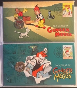 2021 Australia 100 Years of Ginger Meggs $1 Dollar Coloured Coin & Stamp PNC Set - Picture 1 of 2