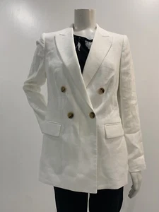 REISS HOLLIE Double Breasted Linen Blazer UK 12 - Picture 1 of 19