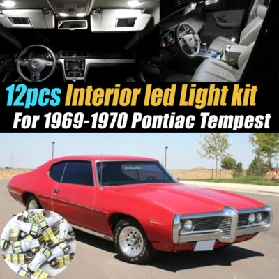 Kit de bombillas LED interiores de coche súper blancas de 12 piezas para Pontiac Tempest 1969-1970 Foto 1 de 4