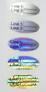 SVOc 100 Custom Print SVAG Oval Hologram Tamper Evident Sticker Seals - Picture 1 of 6